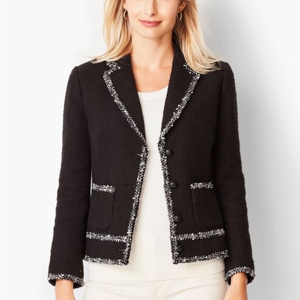 Talbots Black Tweed Blazer Jacket